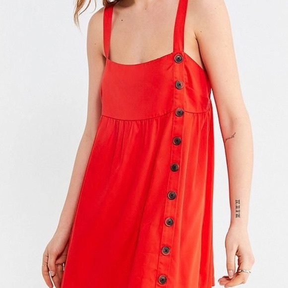 UO Lindsay Button-Up Chambray Mini Dress